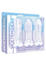 Load image into Gallery viewer, The 9&#39;s - Vibrating Sextenders, 3-Pack, Nubbed, Contoured, Ribbed - Clear
