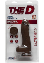 Load image into Gallery viewer, The D Master D Ultraskyn Dildo with Balls - Black/Chocolate - 7.5in
