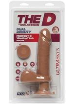 Load image into Gallery viewer, The D Perfect D Ultraskyn Vibrating Dildo with Balls - Brown/Caramel - 7in
