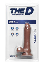 Load image into Gallery viewer, The D Slim D Firmskyn Dildo with Balls - Brown/Caramel - 6in
