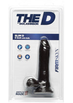 Load image into Gallery viewer, The D Slim D Firmskyn Dildo with Balls - Black/Chocolate - 6in
