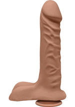 Load image into Gallery viewer, The D Super D Ultraskyn Dildo with Balls - Brown/Caramel - 8in
