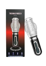 Load image into Gallery viewer, The Male Rose 3 Rechargeable Thrusting Rotating Masturbator - Black/Clear
