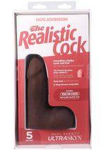 Load image into Gallery viewer, The Realistic Cock with Balls Ultraskyn Removable Vac-U-Lock Suction Cup - Chocolate - 5in
