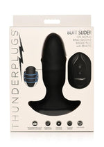 Load image into Gallery viewer, Thunder Plug Butt Slider 7x Sliding Ring Silicone Rechargeable Missle Plug with Remote Control - Black