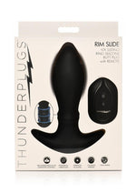 Load image into Gallery viewer, Thunder Plugs Rim Slide 7x Sliding Ring Silicone Rechargeable Butt Plug with Remote Control - Black