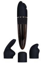 Load image into Gallery viewer, Tiny Treasures Silicone Rechargeable Vibrator with Multiple Attachments - Black