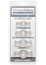 Load image into Gallery viewer, Titanmen Stretch-To-Fit Cock Rings - Clear - 4 Piece Kit
