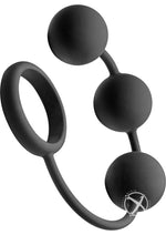 Load image into Gallery viewer, Tom Of Finland Silicone Cock Ring with 3 Weighted Balls - Black
