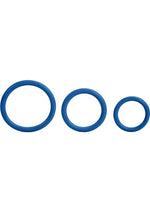 Load image into Gallery viewer, Tri Rings Cock Ring - Blue - 3 Piece Set/Set
