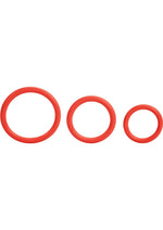 Load image into Gallery viewer, Tri Rings Cock Ring - Red - 3 Piece Set/Set
