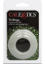 Load image into Gallery viewer, Tri Rings Cock Ring - Glow In The Dark/White - 3 Piece Set/Set
