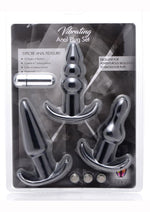 Load image into Gallery viewer, Trinity Vibes 4 Pc Vibrating Anal Plug - Black - Set
