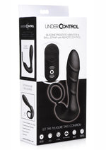 Load image into Gallery viewer, Under Control Rechargeable Silicone Prostate Vibrator and Cock Strap with Remote Control - Black
