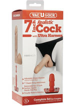 Load image into Gallery viewer, Vac-U-Lock Realistic Cock with Ultra Harness - Vanilla - 7in
