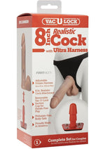 Load image into Gallery viewer, Vac-U-Lock Realistic Cock with Ultra Harness - Vanilla - 8in
