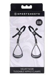 Velvet Noir Tuggable Nipple Clamps - Black