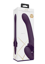 Load image into Gallery viewer, Vive Satu Rechargeable Silicone Pulse Wave and Vibrating Strapless Strap-On - Purple
