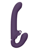 Load image into Gallery viewer, Vive Satu Rechargeable Silicone Pulse Wave and Vibrating Strapless Strap-On - Purple
