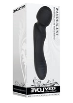 Load image into Gallery viewer, Wanderlust Rechargeable Silicone Powerful Dual Sided Wand Massager - Black
