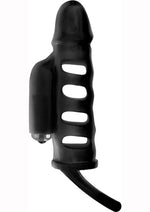 Load image into Gallery viewer, Wet Dreams Ram Rod Silicone Vibrating Penis Extender - Black
