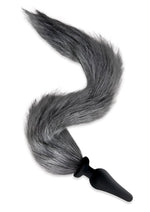 Load image into Gallery viewer, WhipSmart Foxtail Furry 16in Playset with Silicone Butt Plug - Black/Grey - 4.5in
