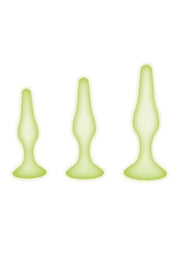 WhipSmart Glow In The Dark Silicone Anal Training Kit - Glow In The Dark/Green - 3 Piece