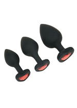 Load image into Gallery viewer, WhipSmart Heartbreaker Jeweled Silicone Anal - Black/Red - 3 Piece/Set