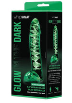 Load image into Gallery viewer, WhipSmart Lifelike Glass Dildo with Balls - Clear/Glow In The Dark - 5.5in
