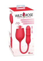 Load image into Gallery viewer, Wild Rose Lick and Thrust Rechargeable Silicone Dual Vibrator with Clitoral Stimulator - Red
