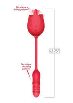 Load image into Gallery viewer, Wild Rose Lick and Thrust Rechargeable Silicone Dual Vibrator with Clitoral Stimulator - Red
