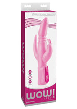 Load image into Gallery viewer, Wow! Vibe Triple Ecstacy Thruster Silicone Rabbit Vibrator - Pink
