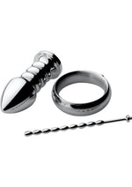 Load image into Gallery viewer, Zeus Electrosex Deluxe Voltaic For Him Stainless Steel E-Stim Kit - Silver
