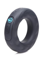 Load image into Gallery viewer, Zeus Vibrating and E-Stim Silicone Rechargeable Cock Ring with Remote Control - Black

