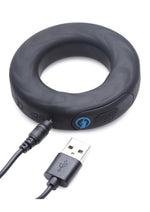 Load image into Gallery viewer, Zeus Vibrating and E-Stim Silicone Rechargeable Cock Ring with Remote Control
