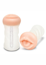 Load image into Gallery viewer, ZOLO Squeezable Deep Throat Masturbator - Mouth - Clear/Vanilla
